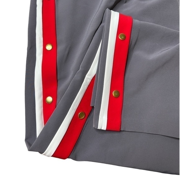 IMAN Global Gunmetal Red Stripe Chic Snap Track Pant Wide Leg Trouser Size 2x - Picture 12 of 13